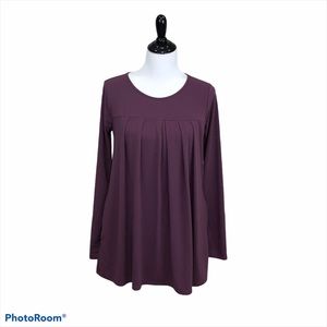 Zenana Premium long sleeve pocketed purple tunic top